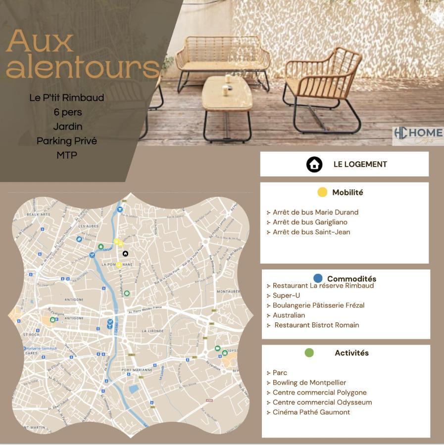 Apartament Le P'Tit Rimbaud, 6 Pers, Parking Prive, Jardin,Wifi Montpellier Zewnętrze zdjęcie